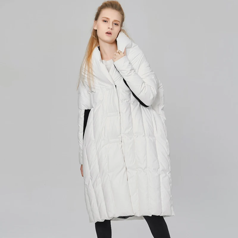 YNZZU, зимнее пальто на белом утином пуху, женская мода, Стёганое одеяло, толстые теплые куртки и пальто, Европейская Повседневная Свободная негабаритная куртка O084
