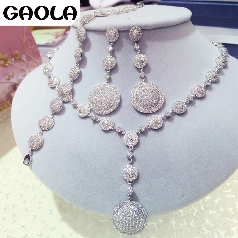 GAOLA 2016 новый дизайн невесты свадебный ювелирный набор Мода AAA фианит Кристалл ожерелье серьги для женщин GLN0245/GLE5386/GLS0482 GAOLA 2016 новый дизайн невесты свадебный ювелирный набор Мода AAA фианит Кристалл ожерелье серьги для женщин GLN0245/GLE5386/GLS0482