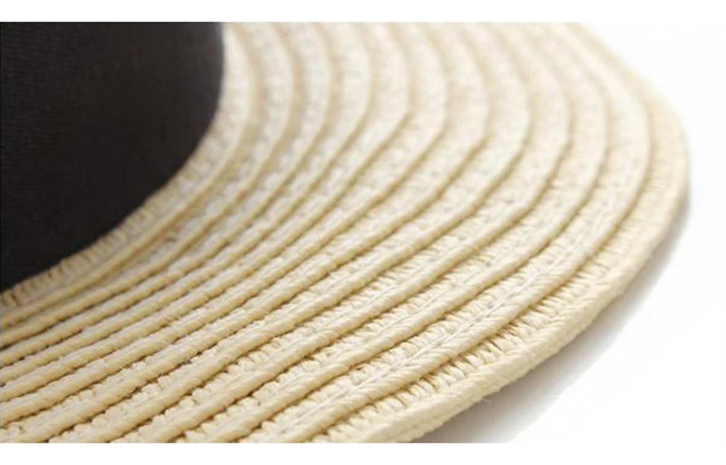 Women Boater Hat Fashion Ladies Bow Ribbon Straw Hats Summer Outdoor Vacation Beach Caps Girl Round Flat Top Foldable Cap CP0172 (7)