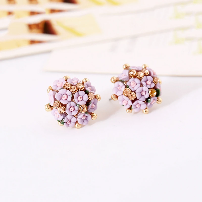 

LNRRABC New Crystal Elegant Piercing Studs Earrings Flower Earings Fashion Jewelry Rhinestones boucle d'oreille femme