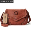 Annmouler Brand Women Shoulder Bag Vintage Pu Leather Crossbody Bag Hollow Out Ladies Satchel Bag Brown Retro Handbag for Girls ► Photo 1/6