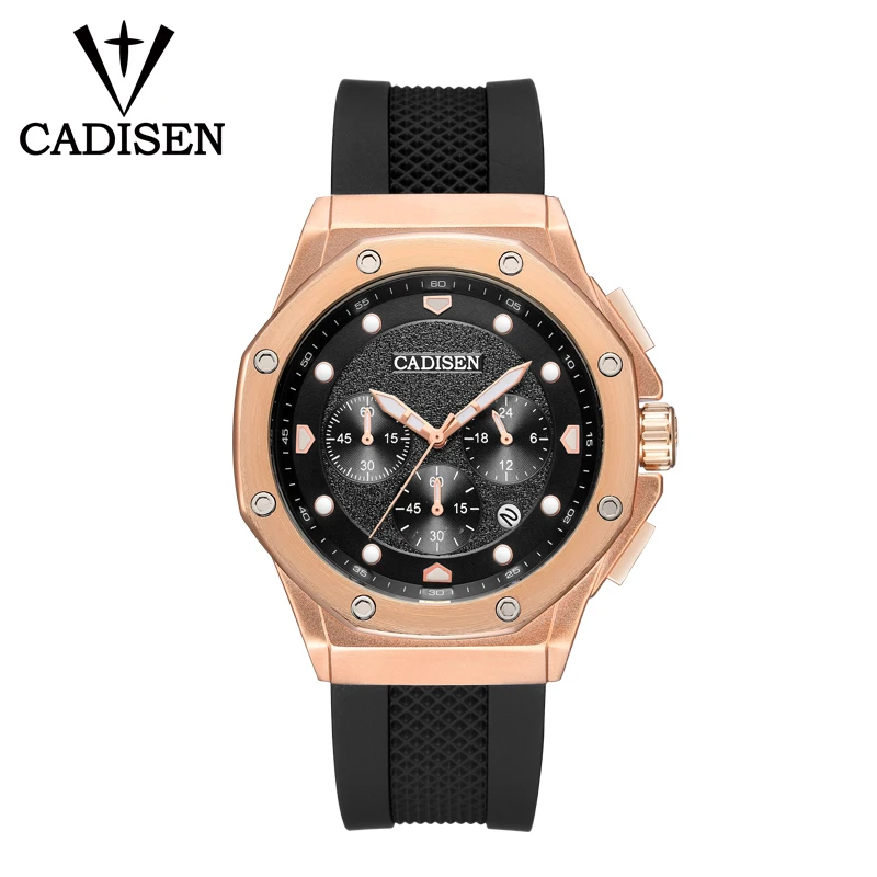 

Luxury Brand CADISEN Fashion Men's Quartz Watch Sport Chronograph Army Military Waterproof Clock Men Silicone Strap Reloj Hombre