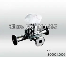 Sanitary stainless steel Triplet three way Diaphragm Valve.Free shipping |