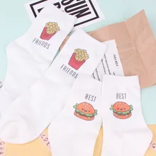 Foot 22-25cm Short Socks Big Mac French Fries Best Friends King Max Salads Fat Burger Hamburger Fast Food Yummy Cotton Elastic