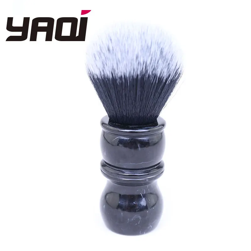 Yaqi 24 мм смокинг черный и белый наконечник синтетические волосы мраморный цвет смолы Ручка Парикмахерская щетка для бритья