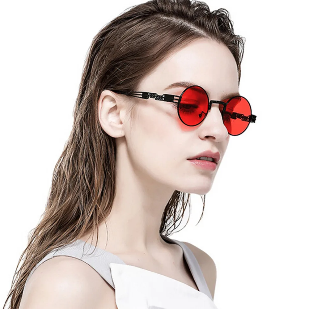 Sunglasses Men Women Gothic Steampunk Metal Eyeglasses Round Shades for