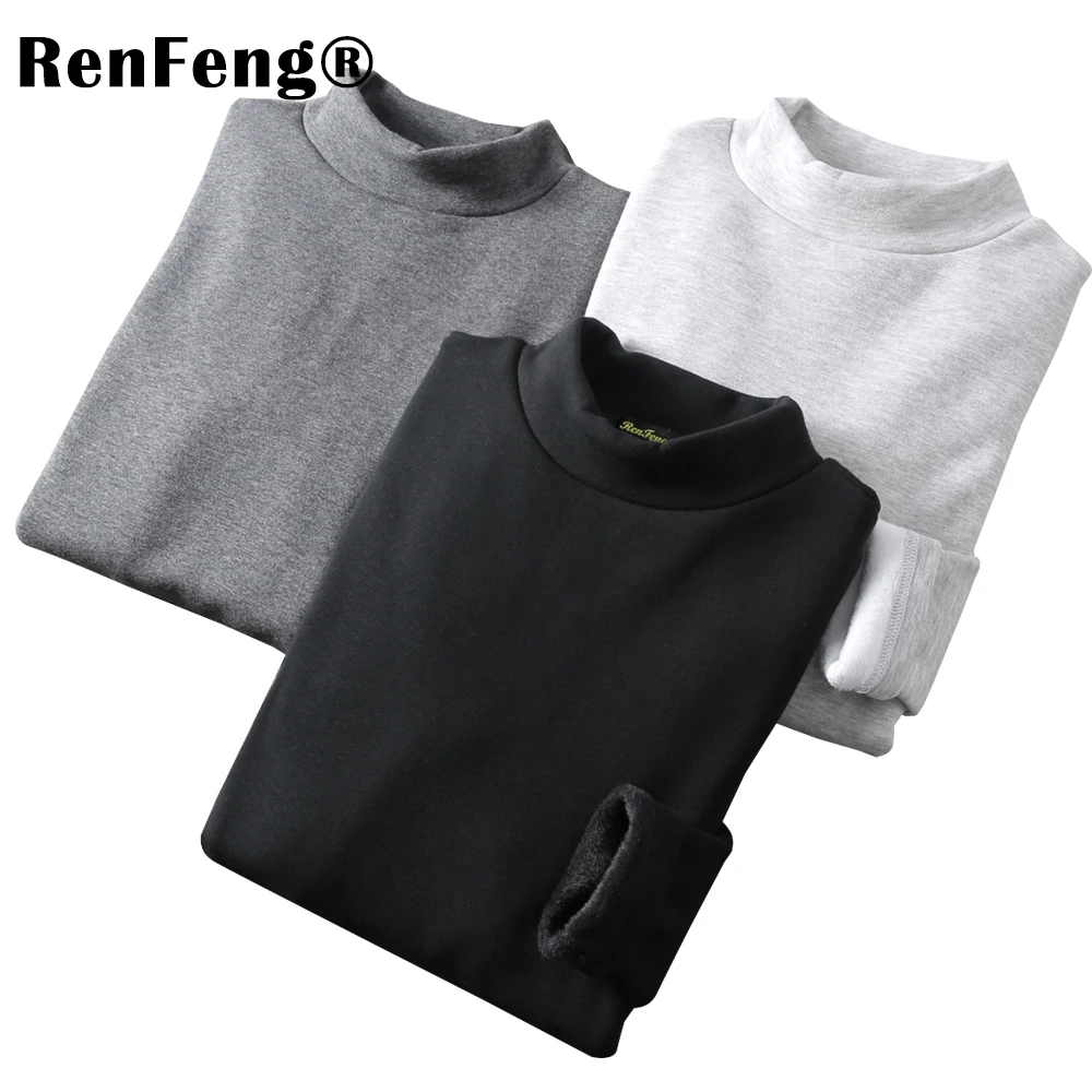 

long sleeve t shirt men cotton with high collar man t shirt winter 2018 Slim Fit Flannel Turtle neck t shirts for men underwear