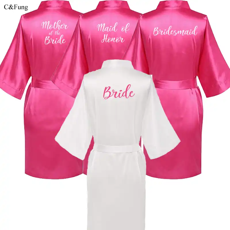 bride and bridesmaid satin robes