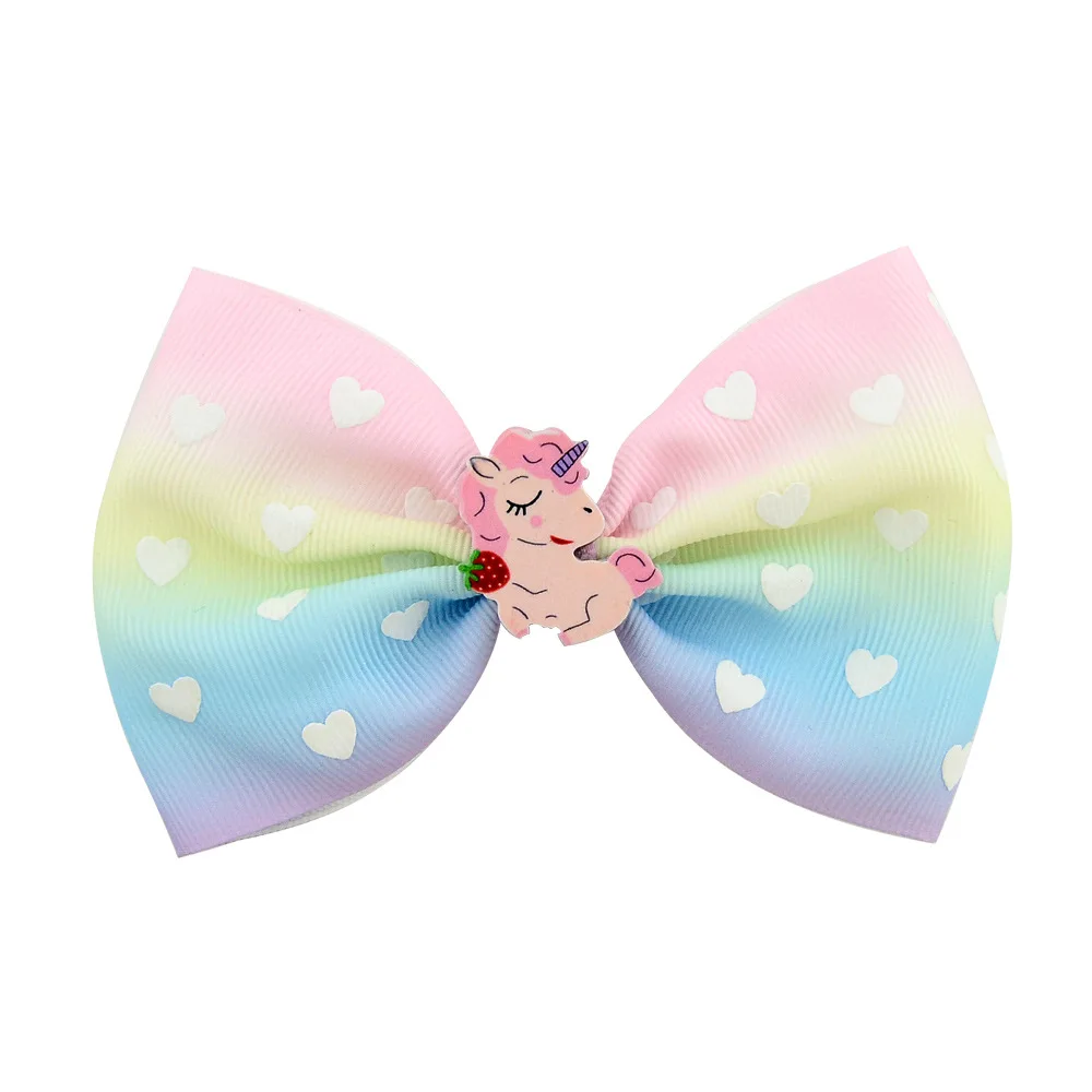 3/6 Pcs/lot Colorful Lovely Unicorn Mermaid Girls Bow Tie Hair Clip Grosgrain Ribbon Bow-knot Hairpins Hairgrips Accessories