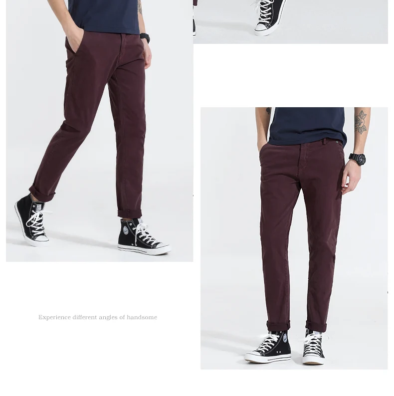 Oufisun бренд Весна Новая мода тонкие прямые Молодежные мужские повседневные штаны Чистый хлопок мужские брюки