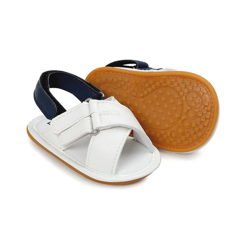 Летняя обувь для новорожденных из искусственной кожи смешанный цвет с ремнем крест пляжные резиновые сандалии для малышей - Цвет: NO 1