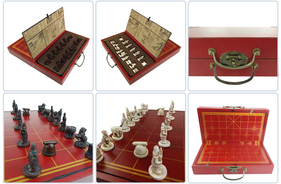2 Yernea High-grade Wooden Chinese Chess Game Set Folding Chessboard Chinese Traditions Chess Resin Chess Pieces New Board Game (9)
