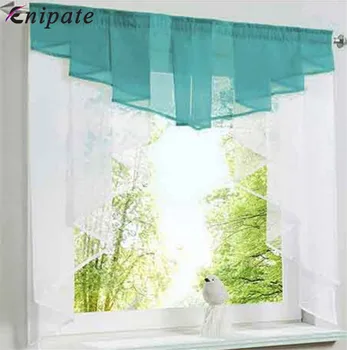 

Enipate Fold Irregular Roman Curtain Kitchen Curtains Pleated Design Solid Color Tulle Balcony Short Sheer Curtains