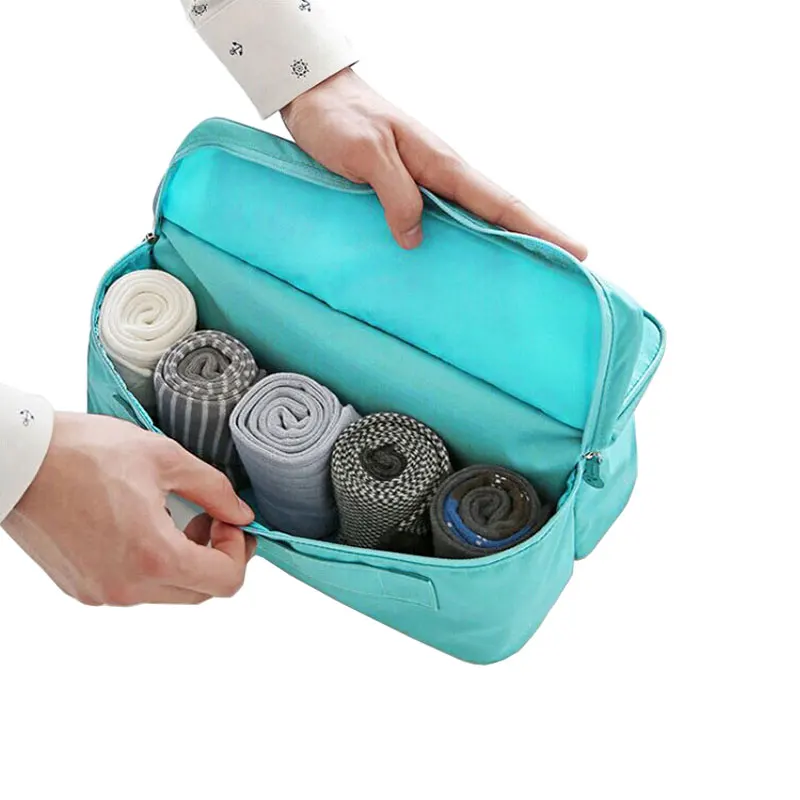

Travelling Waterproof Nylon 2 compartments Zipper Travel Underwear Pouch