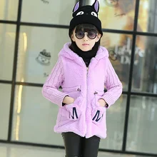 2016 New Girls Jacket Winter/Autumn Long Sleeve Cotton Warm Children Winter Jacket Cashmere Hooded Girl School Winter Outerwear