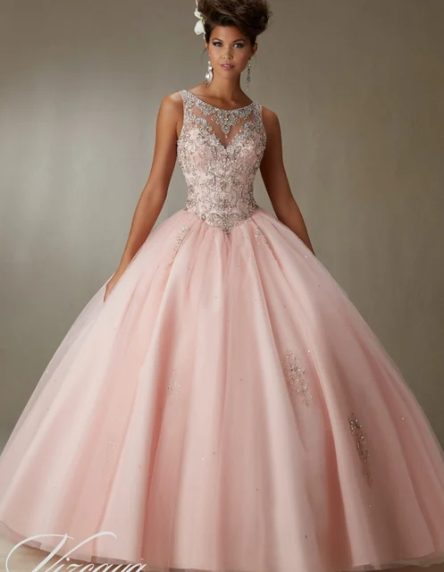 champagne pink quinceanera dresses