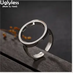 Uglyless Настоящее 925 пробы серебряные ювелирные изделия для женщин преувеличены вечерние партия себе палец кольца большое отверстие