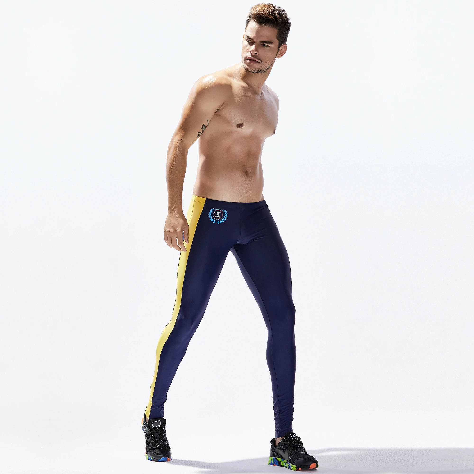 GANYANR Brand Running Tights Men Sports Leggings Basketball Yoga Pants Compression Fitness quick Dry Slim Nylon Sportswear Gym