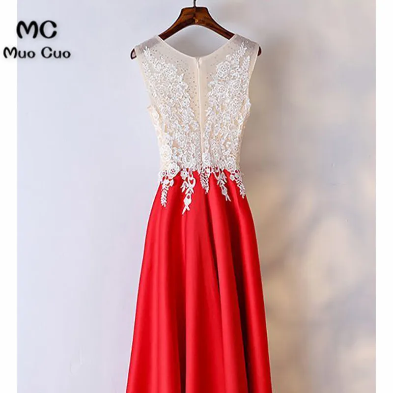 White And Red Lace Long Formal Dress For Women Prom Dressesd