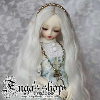 

1/3 1/4 Fashion Style Bjd SD Doll Wig High Temperature Wire Long White Colors Beautiful Wavy Wig For BJD Hair