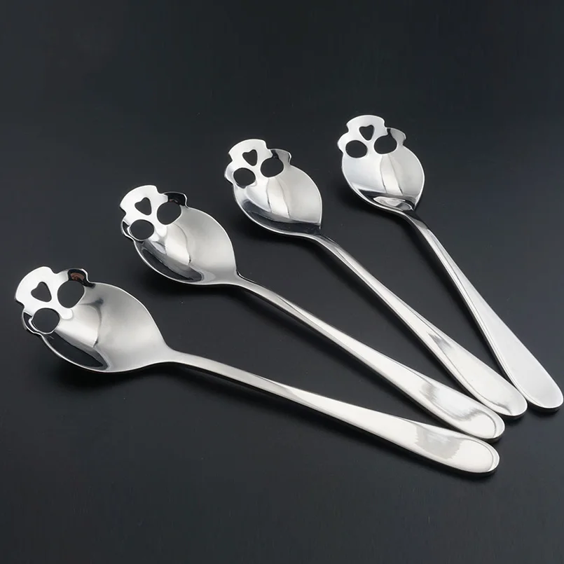 

1pc 15.1*3.4*0.25cm Stainless Steel Spoon Coffee Tea Dessert Ice Cream Sugar Spoon Ghost Bar Accessories Funny Kitchen Gadgets