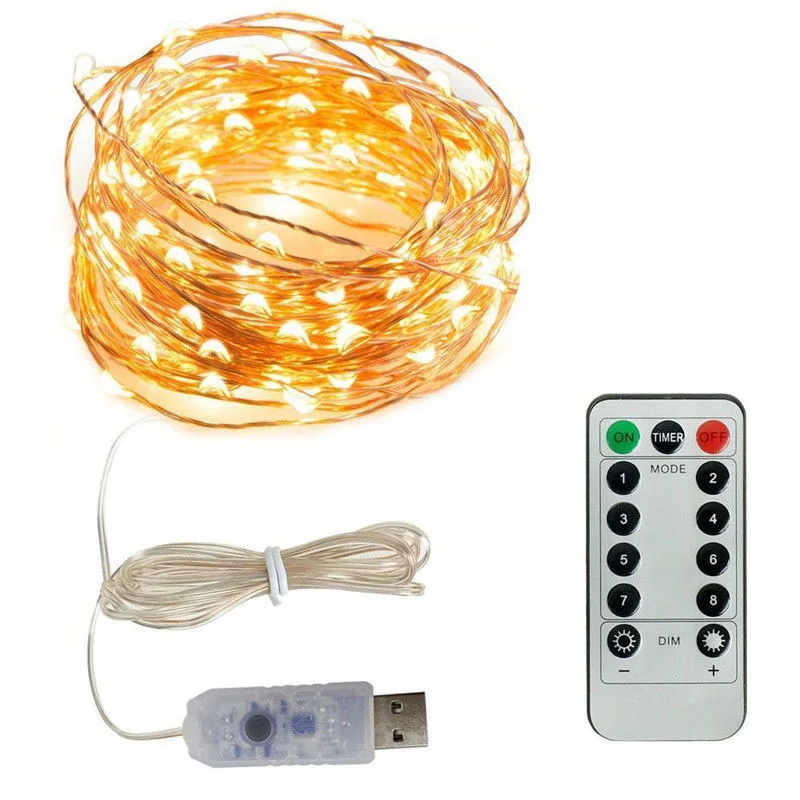 PAIROTTO 8 Modes Remote Control USB LED Fairy String Light Waterproof