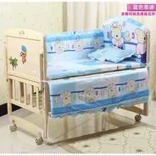 Промо-акция! 6 шт. комплекты детской кроватки Детская кровать бампер(3 бампера+ матрас+ подушка+ пододеяльник