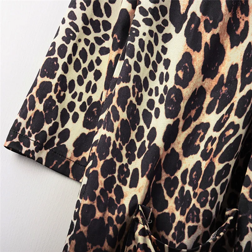  Fashion Womens Autumn Winter Casual Long Sleeve Leopard Print Fashion Coat Bllouse T-Shirt Tops Long coat New Arrival#4F01 (34)