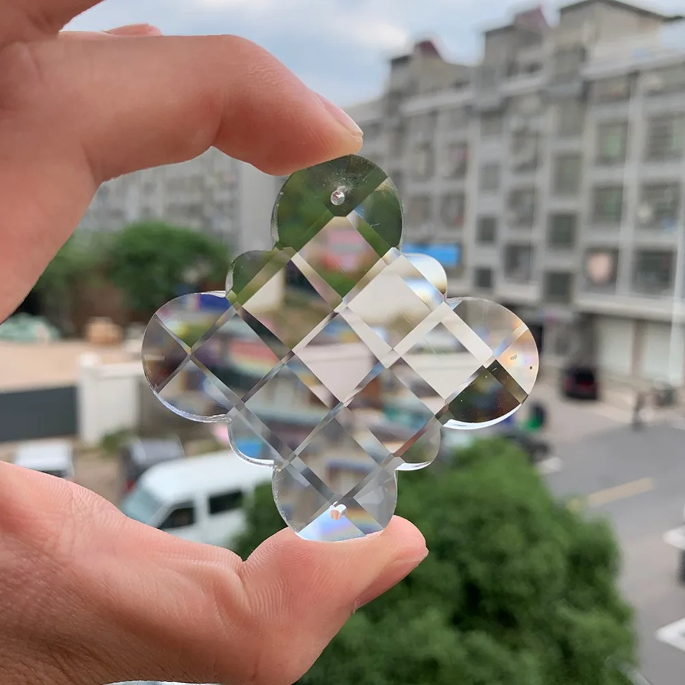 50 мм Suncatcher китайский узел стеклянная призма люстра крест кристалл части подвесной Декор вечерние соединители для люстры