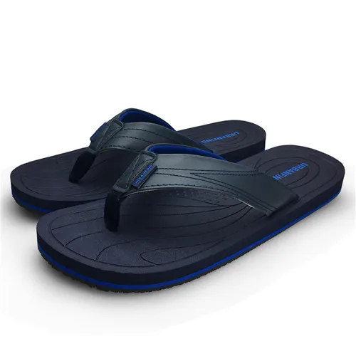 Dark Blue URBANFIND/мужские повседневные Вьетнамки с кожаным ремешком; модные Вьетнамки; Мужская Летняя обувь; пляжная домашняя обувь; большие размеры 41-46 - Цвет: Dark Blue