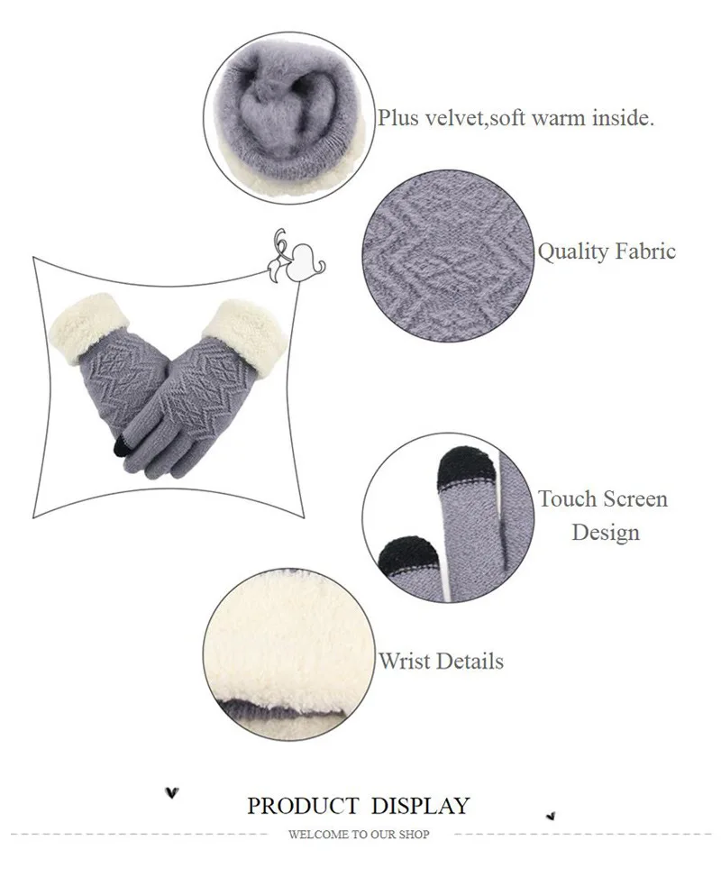 Женская мода трикотажные Сенсорный экран зимняя рукавица Для женщин шерсти кашемировая одежда с утеплением, теплые перчатки мужские перчатки без пальцев для C1
