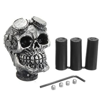 

Universal Mechanical Vintage Silver Color Skull Head Gear shift knob for Manual Transmission Halloween supplies