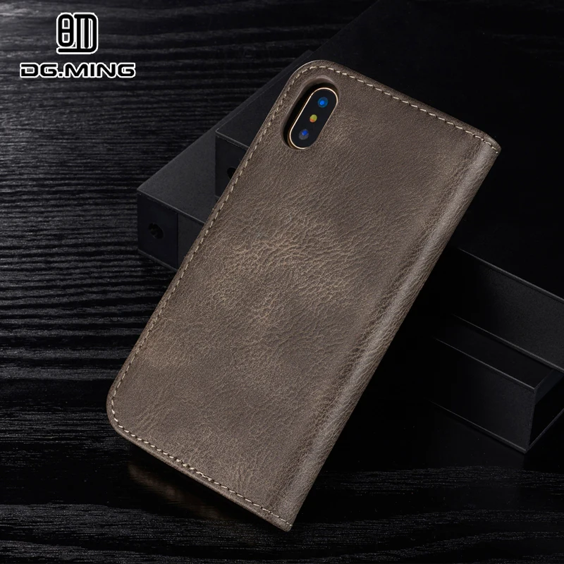 DG. MING кожаный чехол для iPhone 6 6s 7 8 Plus X XR XS Max чехол для Coque iPhone 7 Магнитный откидной Чехол кошелек чехол для телефона оболочка