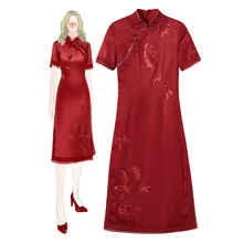 Большого размера, Винтаж Китайский Qipao классические женские атласные Cheongsam вышивка цветочный атласный платья осеннее вечернее платье
