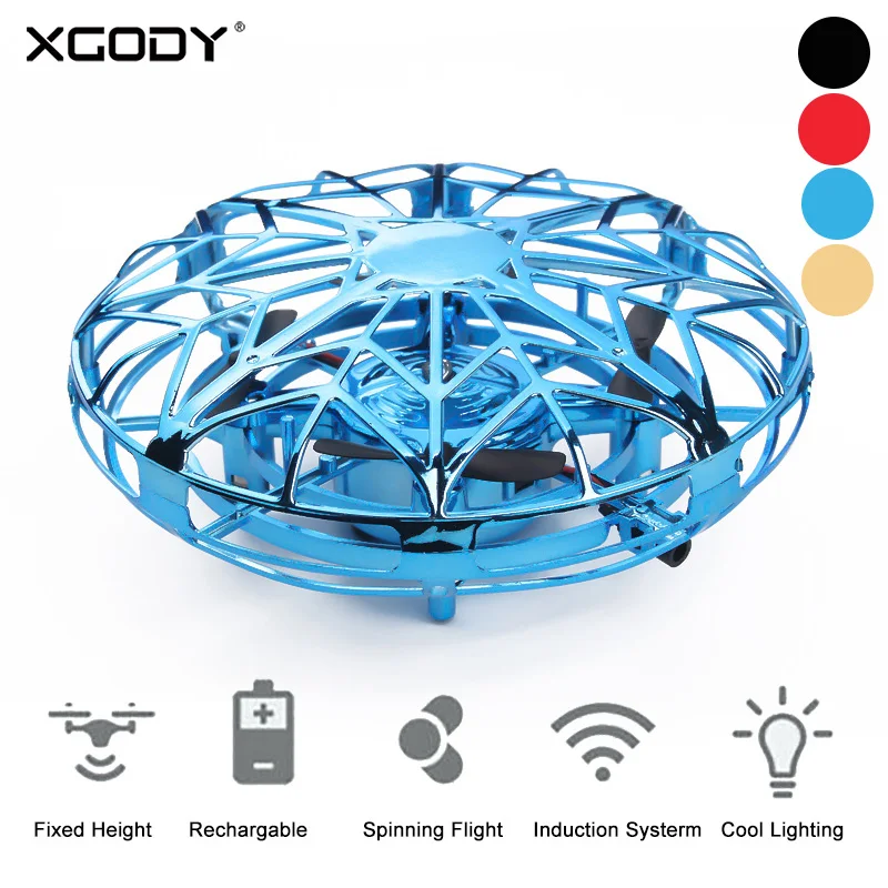 

XGODY Infraed Induction UFO Drone Aircraft Anti-collision Hand Mini UFO Ball LED Helicopter Toys For Kids Gift