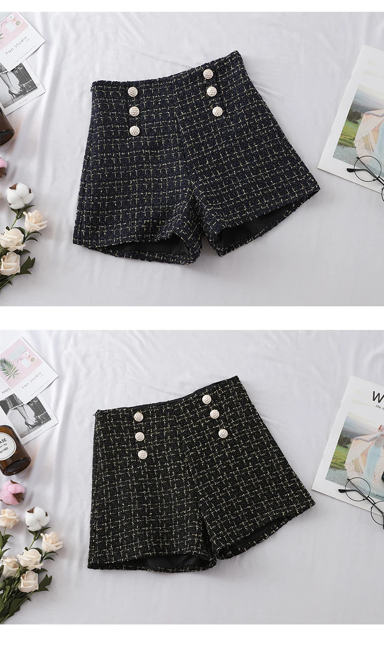 Клетчатые шорты для женщин, женская одежда, осень весна, новинка ...