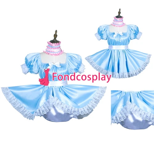 

Sissy maid satin dress lockable Uniform cosplay costume Tailor-made[G3755]
