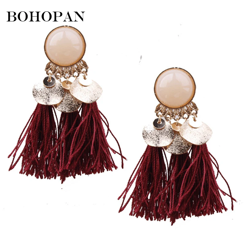 

Ethnic Tassel Dangle Earrings Bohemian Vintage Tassel Acryilc Drop Earrings For Women Party Jewelry Brincos boucle d'oreille