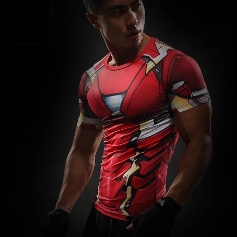 С коротким рукавом 3D Футболка мужская футболка мужская Кроссфит футболка Капитан Америка футболка Супермена Мужская Фитнес