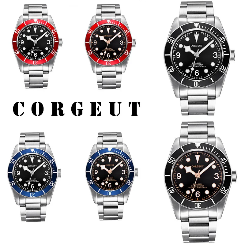 Corgeut Топ люксовых брендов Schwarz Bay 41 мм часы Мужские автоматические механические из нержавеющей стали водонепроницаемые военные спортивные плавательные часы