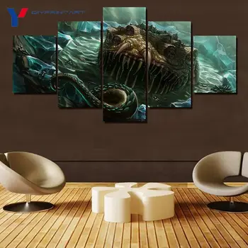 

Yogg-Saron Monster WOW Character 5 Panel Art Print Wow Game Poster Wall Decorations Living Room