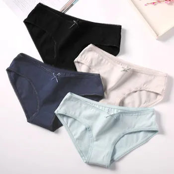 

4pcs/lot Panties for women cotton Breathable Underwear Briefs for Female sexy lingerie girl underpants simple panty solid color