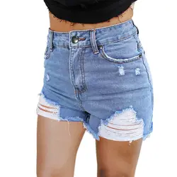 2019 ASOS Высокая Талия рваные джинсы шорты Spodenki Damskie шорты Для женщин Джинсовые шорты Feminino средний рост # LC786123-4