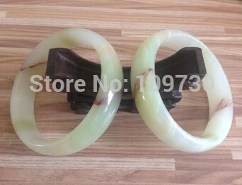 

hot sell909136 2pc GOOD Beautiful Natural HETIAN Jade Chinese Bangle Bracelet 59.5MM AAAA