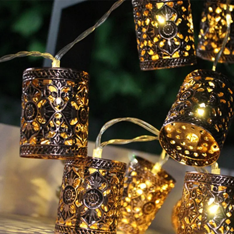 

Steel Retro Round Lantern Battery Led Fairy String Garland LED Light For Christmas Holiday Wedding Party Decoration