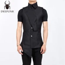 Для мужчин одежда дизайн жилет Асимметричный жилет одежда мужской личности Тонкий жилет костюмы