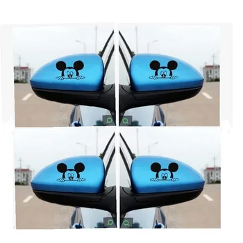 

2pcsFunny Car Sticker Cute Mickey Minnie Mouse Peeping Cover Scratches Cartoon Rearview Mirror Decal For Motorcycle