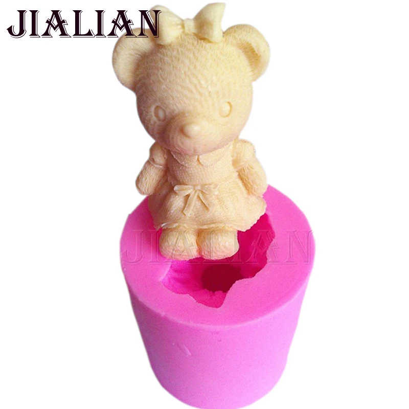 

3D bear Bow shaped silicone mold fondant Cake decoration tools soap Candle Moulds used to easily create poured sugar T0773