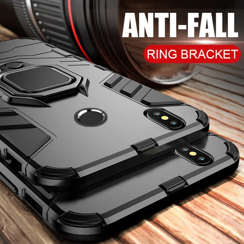 For Xiaomi Redmi Note 7 Pro Luxury Magnetic Ring Armor Quakeproof Holder Phone Cover Case 6 5 Fundas | Мобильные телефоны и