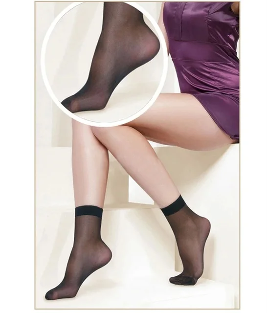 Black Transparent Sexy Frilly Ultrathin Socks Smooth Be